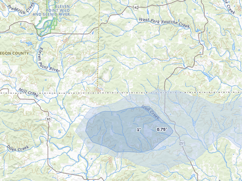 NEXRAD radar-signature map of the hail storm over Gatewood, MO on Jun 9, 2026