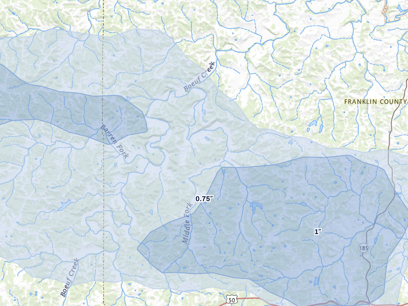 NEXRAD radar-signature map of the hail storm over Gerald, MO on Jul 31, 2026