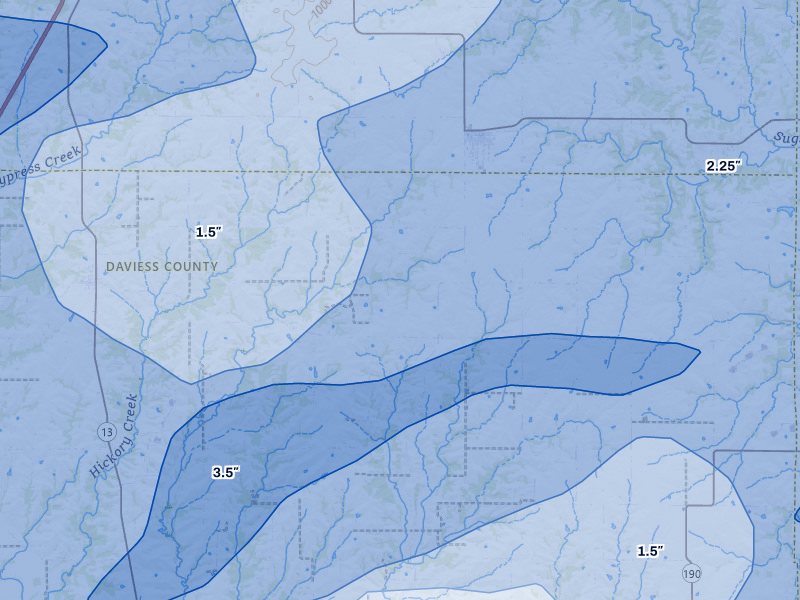 NEXRAD radar-signature map of the hail storm over Gilman City, MO on May 16, 2026