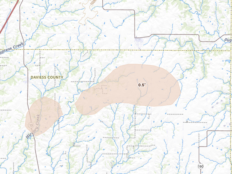 Radar-estimated hail-size map of the storm over Gilman City, MO