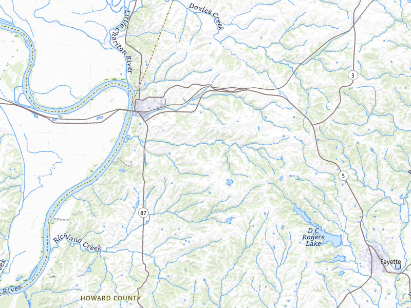 Radar-estimated hail-size map of the storm over Glasgow, MO on Jul 20, 2026