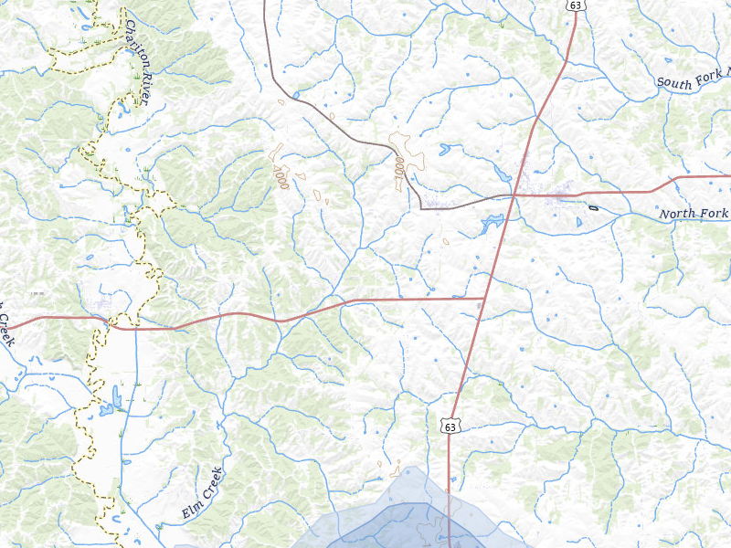 NEXRAD radar-signature map of the hail storm over Glenwood, MO on Jul 20, 2026