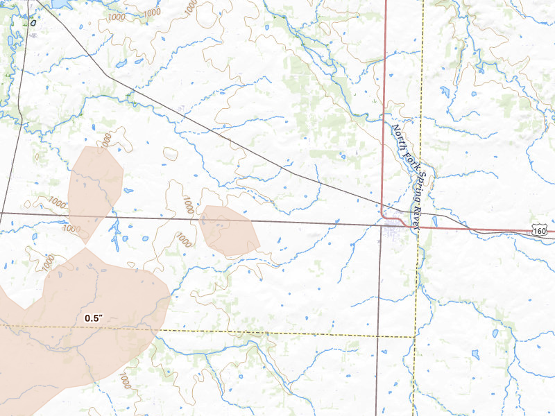 Radar-estimated hail-size map of the storm over Golden City, MO