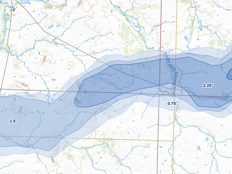 NEXRAD radar-signature map of the hail over Golden City, MO