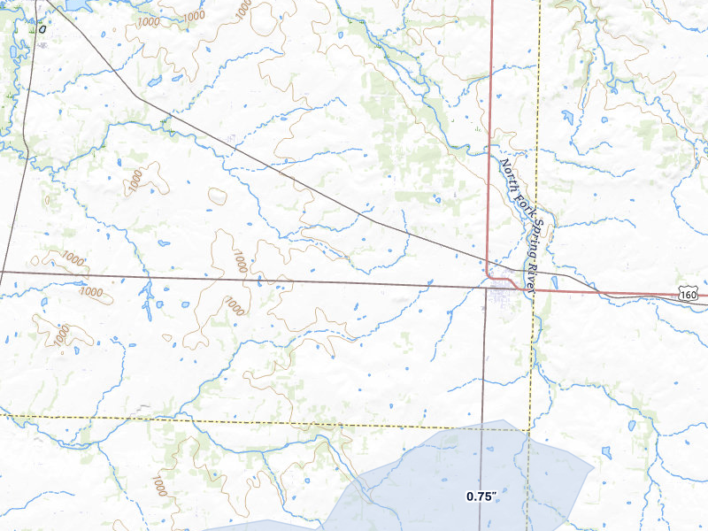 NEXRAD radar-signature map of the hail storm over Golden City, MO on Apr 28, 2026