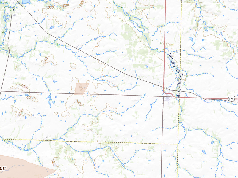 Radar-estimated hail-size map of the storm over Golden City, MO on Jun 11, 2026