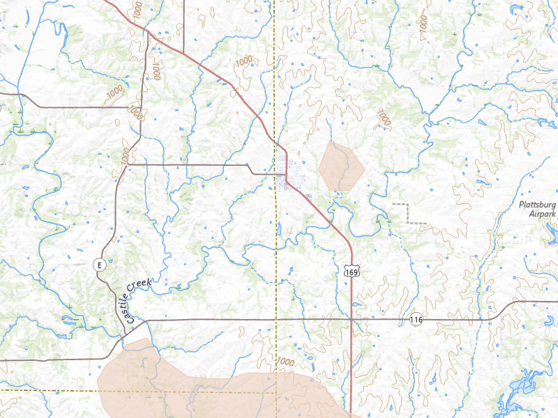 Radar-estimated hail-size map of the storm over Gower, MO on Aug 5, 2026