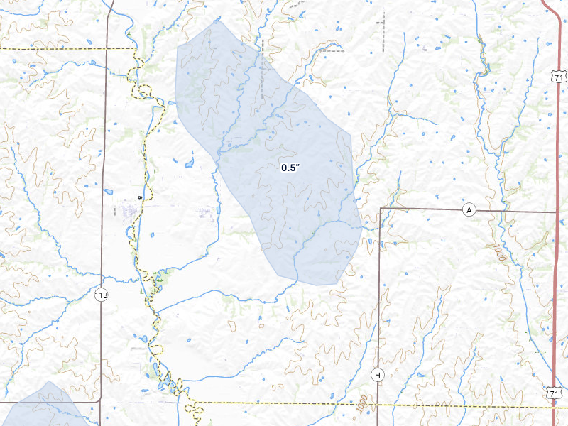 NEXRAD radar-signature map of the hail storm over Graham, MO on May 17, 2026