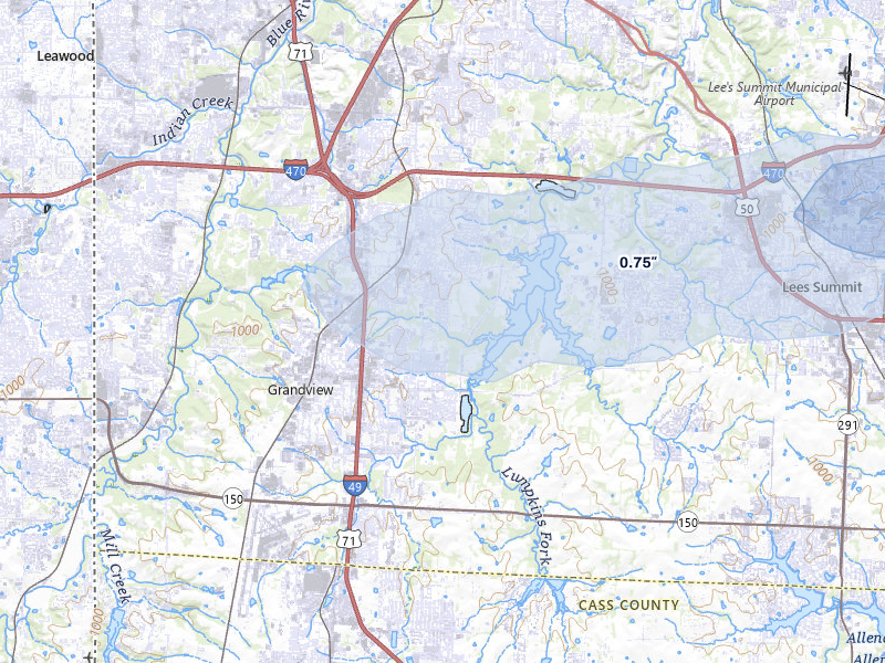 NEXRAD radar-signature map of the hail storm over Grandview, MO on May 31, 2026