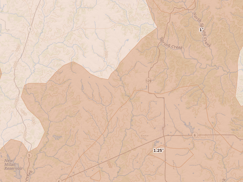 Radar-estimated hail-size map of the storm over Green City, MO on Jun 11, 2026