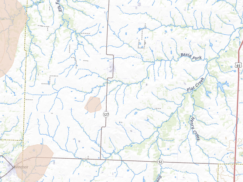 Radar-estimated hail-size map of the storm over Green Ridge, MO on Jul 8, 2026