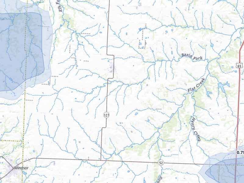 NEXRAD radar-signature map of the hail storm over Green Ridge, MO on Jul 8, 2026