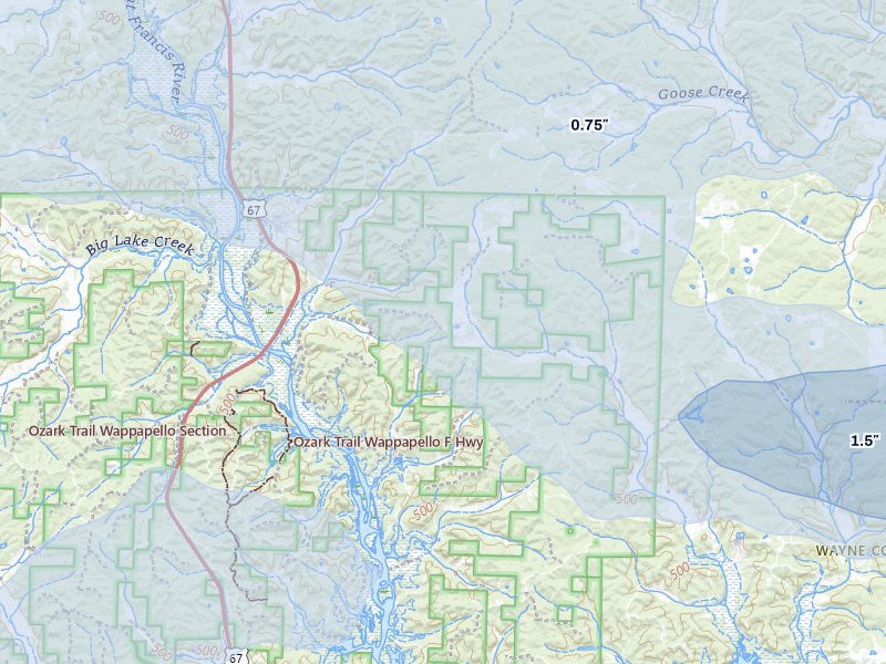 NEXRAD radar-signature map of the hail storm over Greenville, MO on Aug 19, 2026