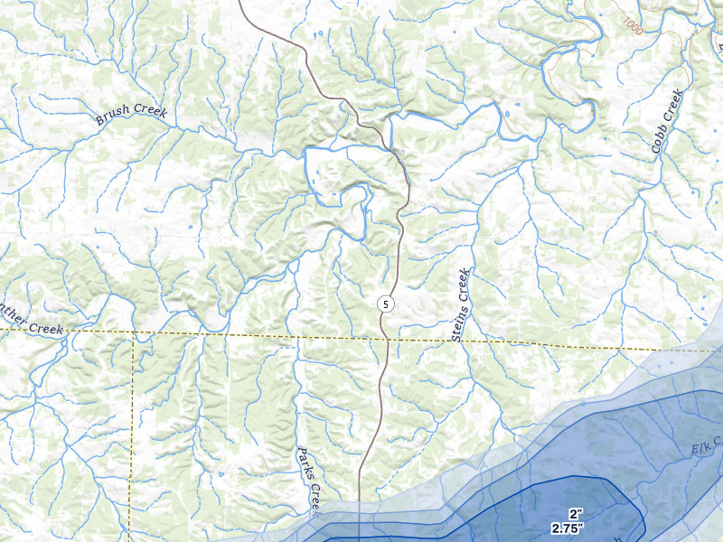 NEXRAD radar-signature map of the hail storm over Grovespring, MO on Mar 4, 2026