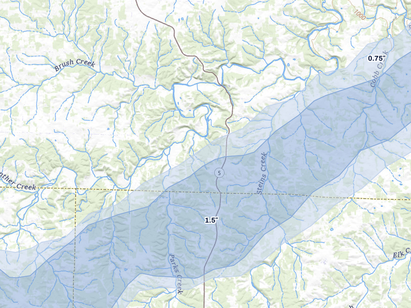 NEXRAD radar-signature map of the hail storm over Grovespring, MO on Apr 28, 2026