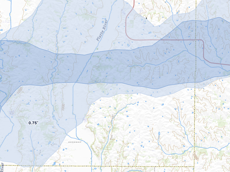 NEXRAD radar-signature map of the hail storm over Guilford, MO on Apr 23, 2026