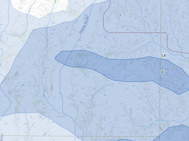 NEXRAD radar-signature map of the hail storm over Guilford, MO on May 16, 2026