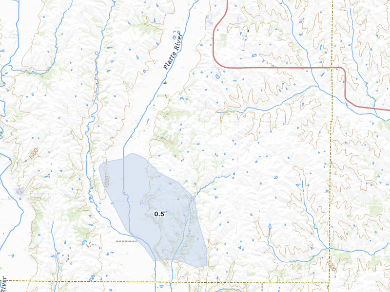 NEXRAD radar-signature map of the hail storm over Guilford, MO on May 17, 2026