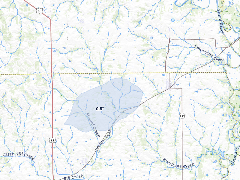 NEXRAD radar-signature map of the hail storm over Hale, MO on Apr 17, 2026