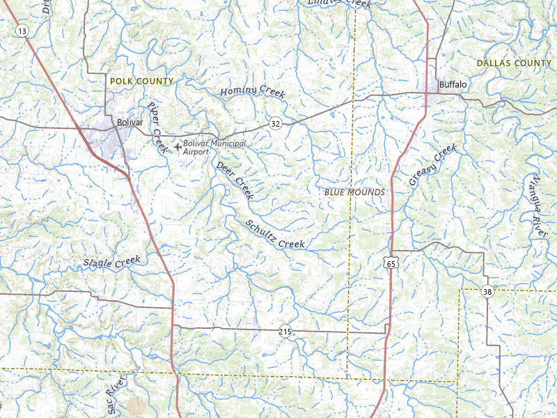 Radar-estimated hail-size map of the storm over Half Way, MO on Mar 4, 2026
