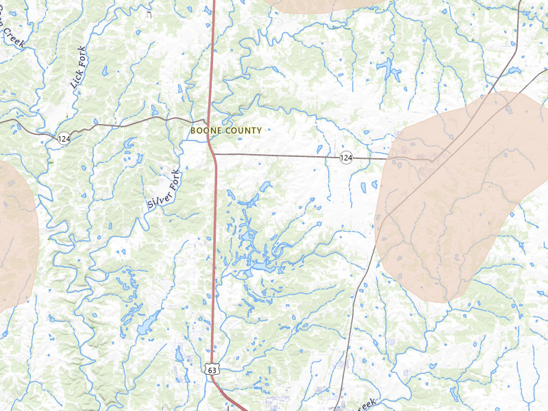 Radar-estimated hail-size map of the storm over Hallsville, MO on May 31, 2026