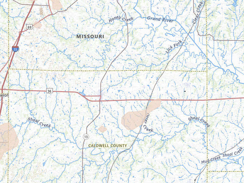 Radar-estimated hail-size map of the storm over Hamilton, MO on Jun 10, 2026