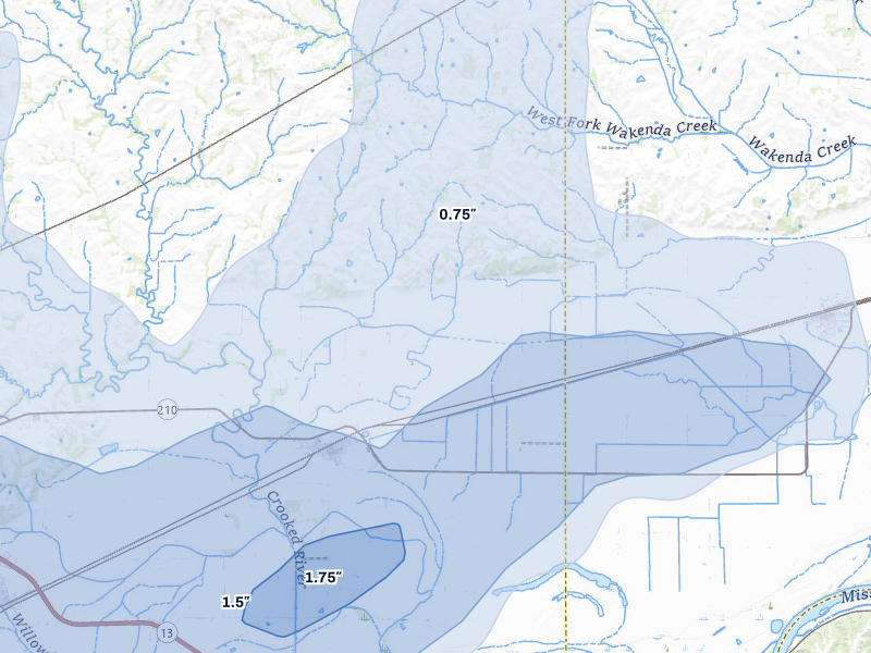 NEXRAD radar-signature map of the hail over Hardin, MO
