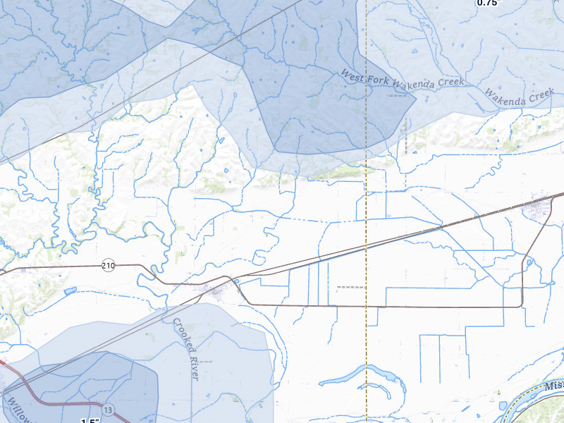 NEXRAD radar-signature map of the hail over Hardin, MO