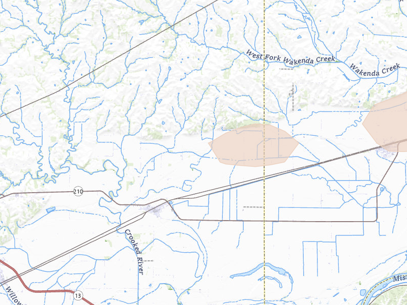Radar-estimated hail-size map of the storm over Hardin, MO on Jun 11, 2026