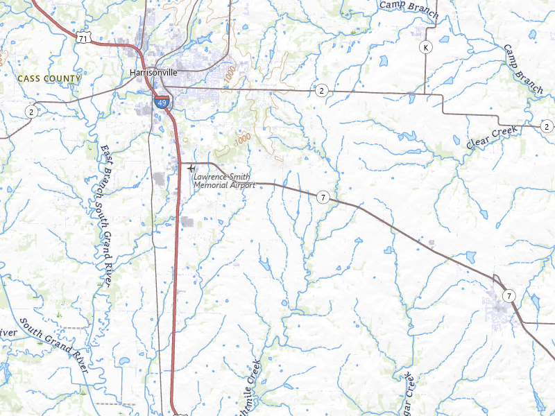 NEXRAD radar-signature map of the hail over Harrisonville, MO