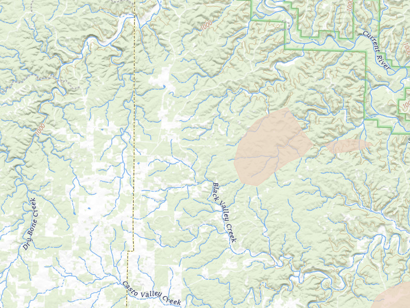 Radar-estimated hail-size map of the storm over Hartshorn, MO on Aug 7, 2026