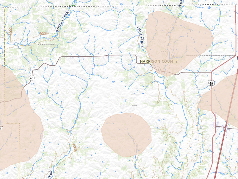 Radar-estimated hail-size map of the storm over Hatfield, MO on Jun 13, 2026