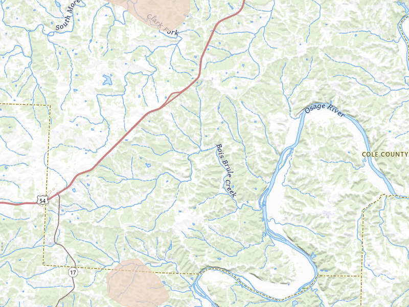 Radar-estimated hail-size map of the storm over Henley, MO on Jul 9, 2026