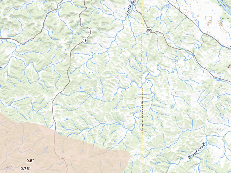 Radar-estimated hail-size map of the storm over Hermann, MO on Jul 31, 2026