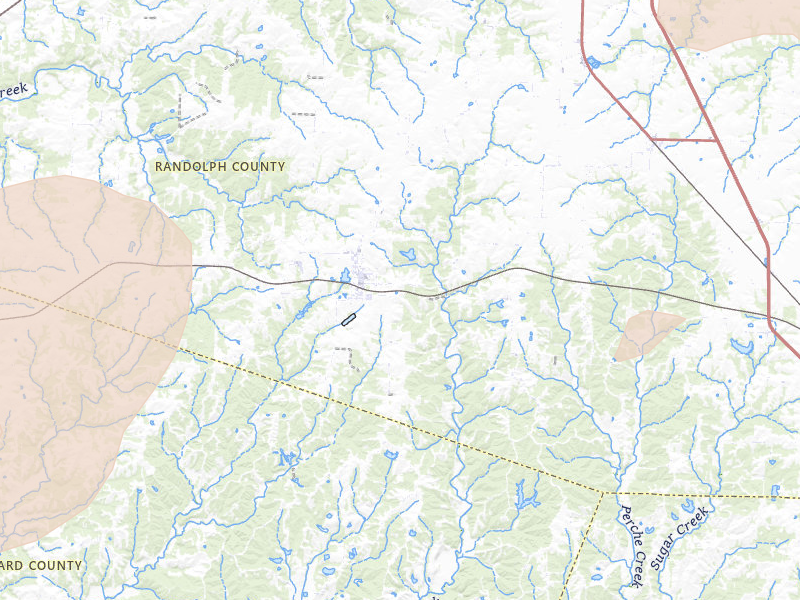 Radar-estimated hail-size map of the storm over Higbee, MO on May 31, 2026