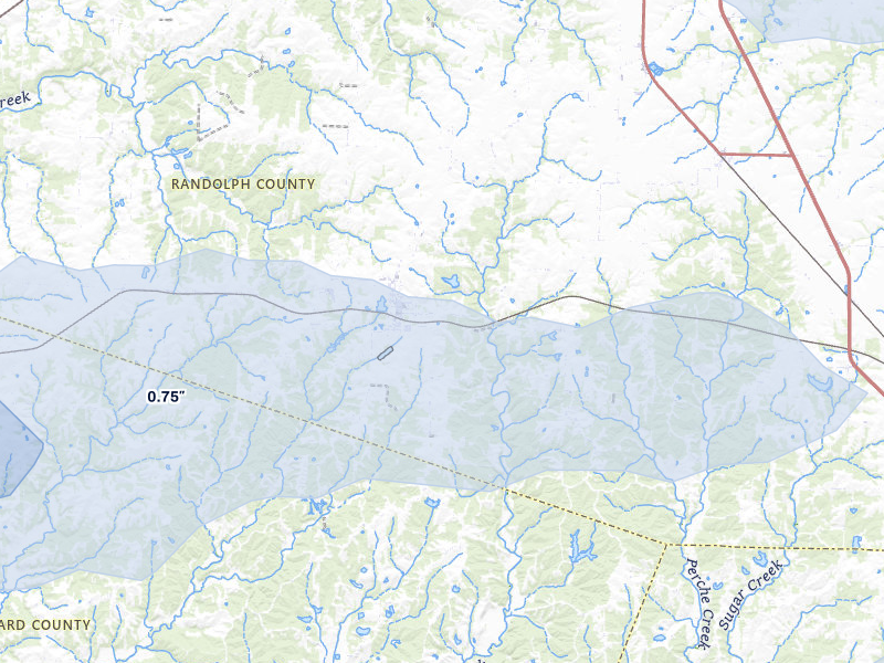 NEXRAD radar-signature map of the hail storm over Higbee, MO on May 31, 2026