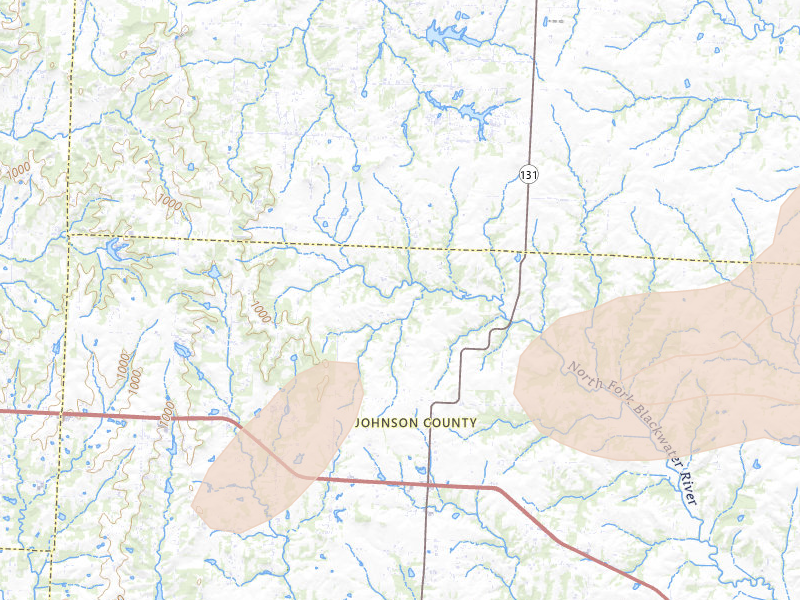 Radar-estimated hail-size map of the storm over Holden, MO on Apr 17, 2026