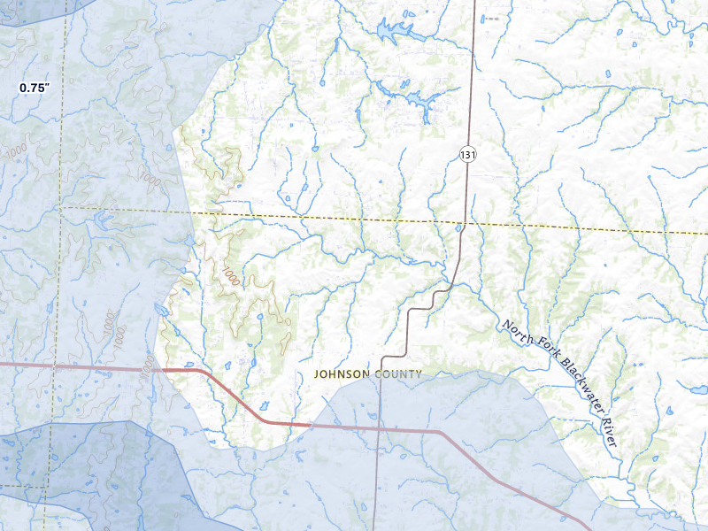 NEXRAD radar-signature map of the hail over Holden, MO