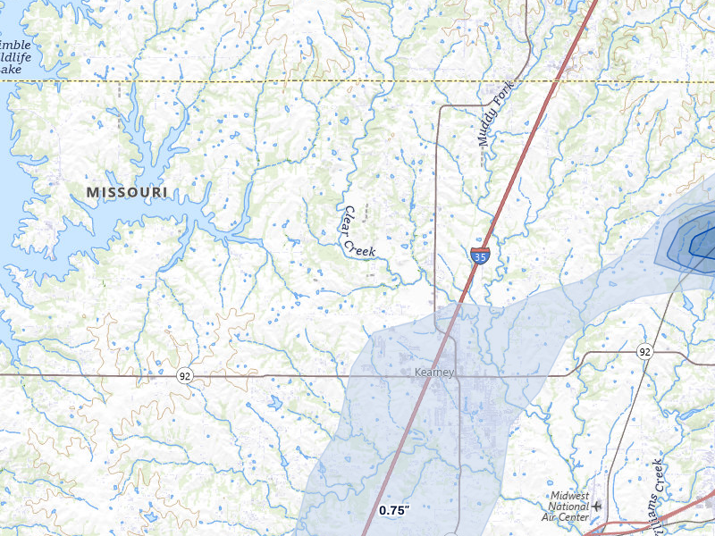 NEXRAD radar-signature map of the hail over Holt, MO