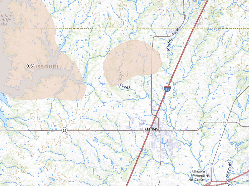 Radar-estimated hail-size map of the storm over Holt, MO on May 31, 2026