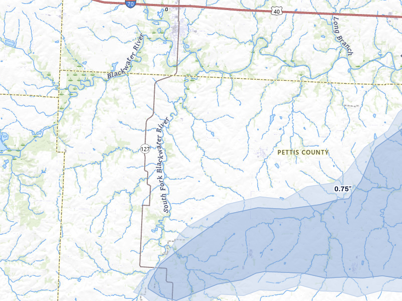 NEXRAD radar-signature map of the hail storm over Houstonia, MO on May 30, 2026