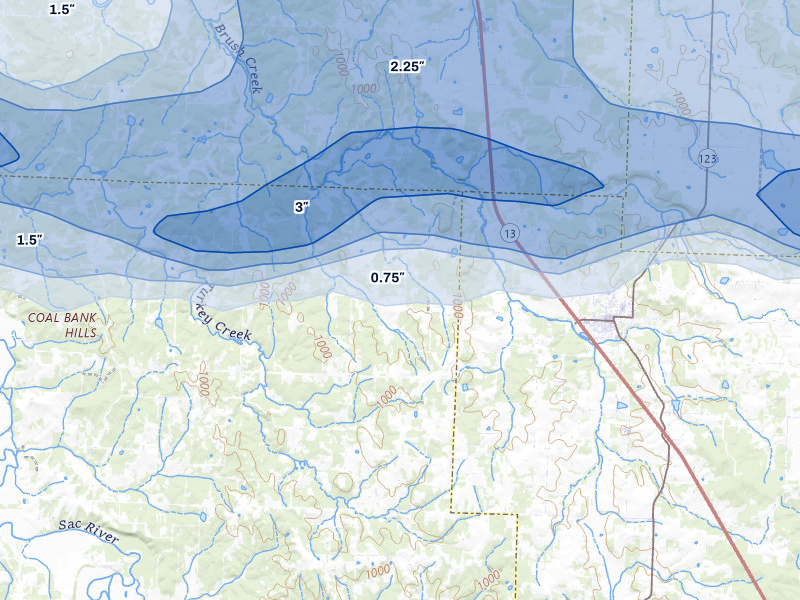 NEXRAD radar-signature map of the hail storm over Humansville, MO on Apr 26, 2026