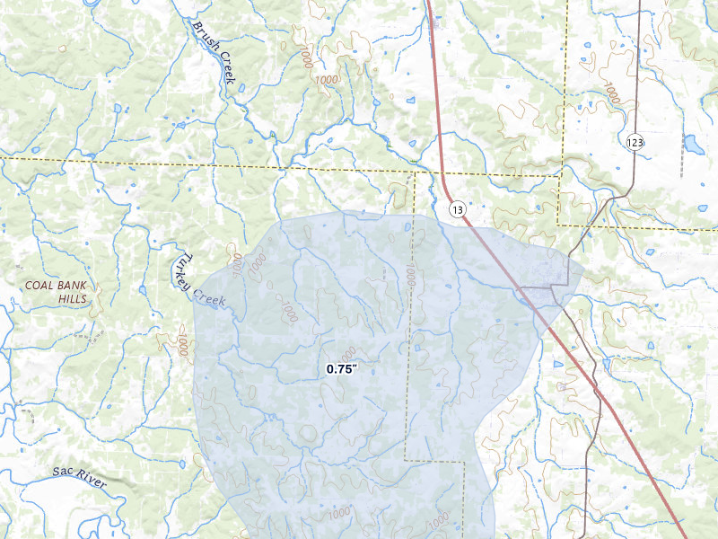 NEXRAD radar-signature map of the hail storm over Humansville, MO on May 18, 2026