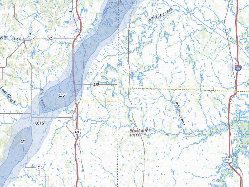 NEXRAD radar-signature map of the hail storm over Hume, MO on Mar 6, 2026
