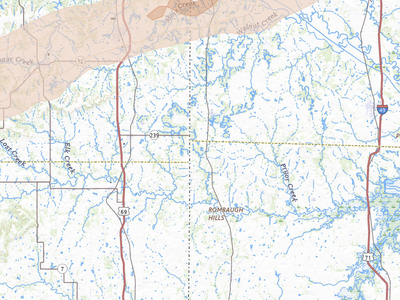 Radar-estimated hail-size map of the storm over Hume, MO on Apr 13, 2026