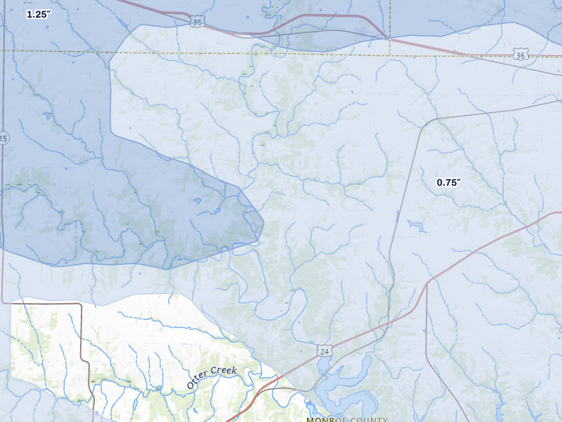 NEXRAD radar-signature map of the hail storm over Hunnewell, MO on May 4, 2026