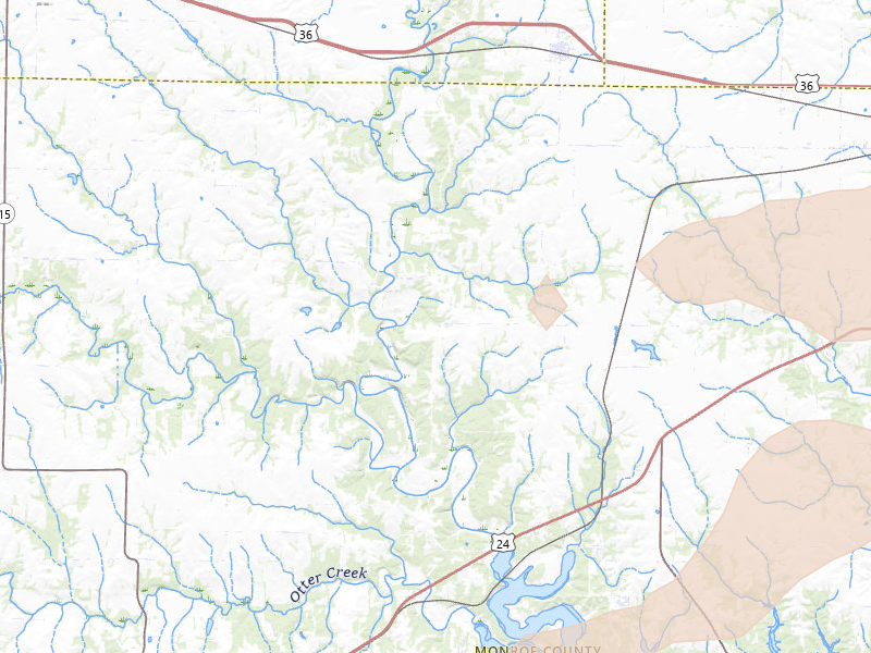 Radar-estimated hail-size map of the storm over Hunnewell, MO on May 31, 2026
