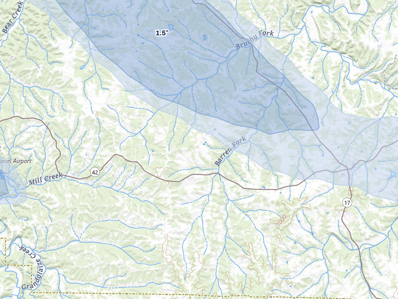 NEXRAD radar-signature map of the hail storm over Iberia, MO on Jul 10, 2026