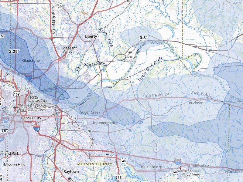 NEXRAD radar-signature map of the hail storm over Independence, MO on May 31, 2026