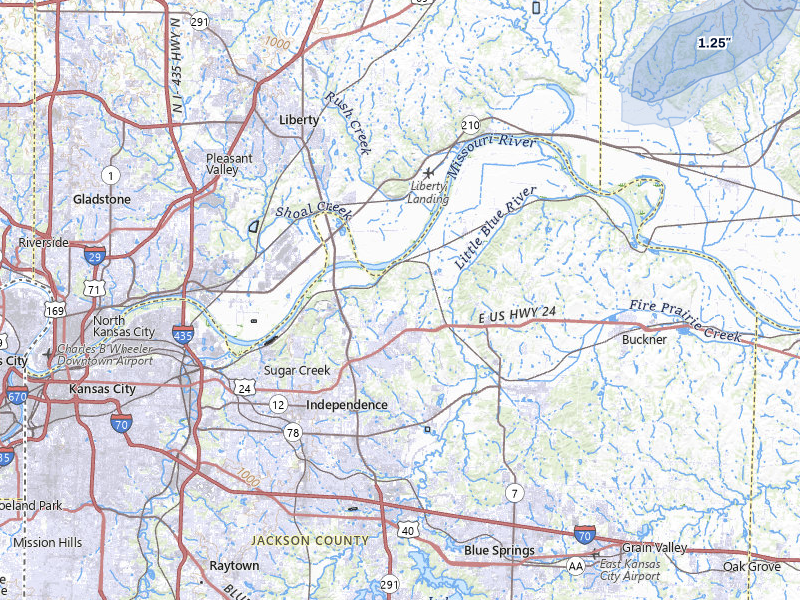 NEXRAD radar-signature map of the hail over Independence, MO